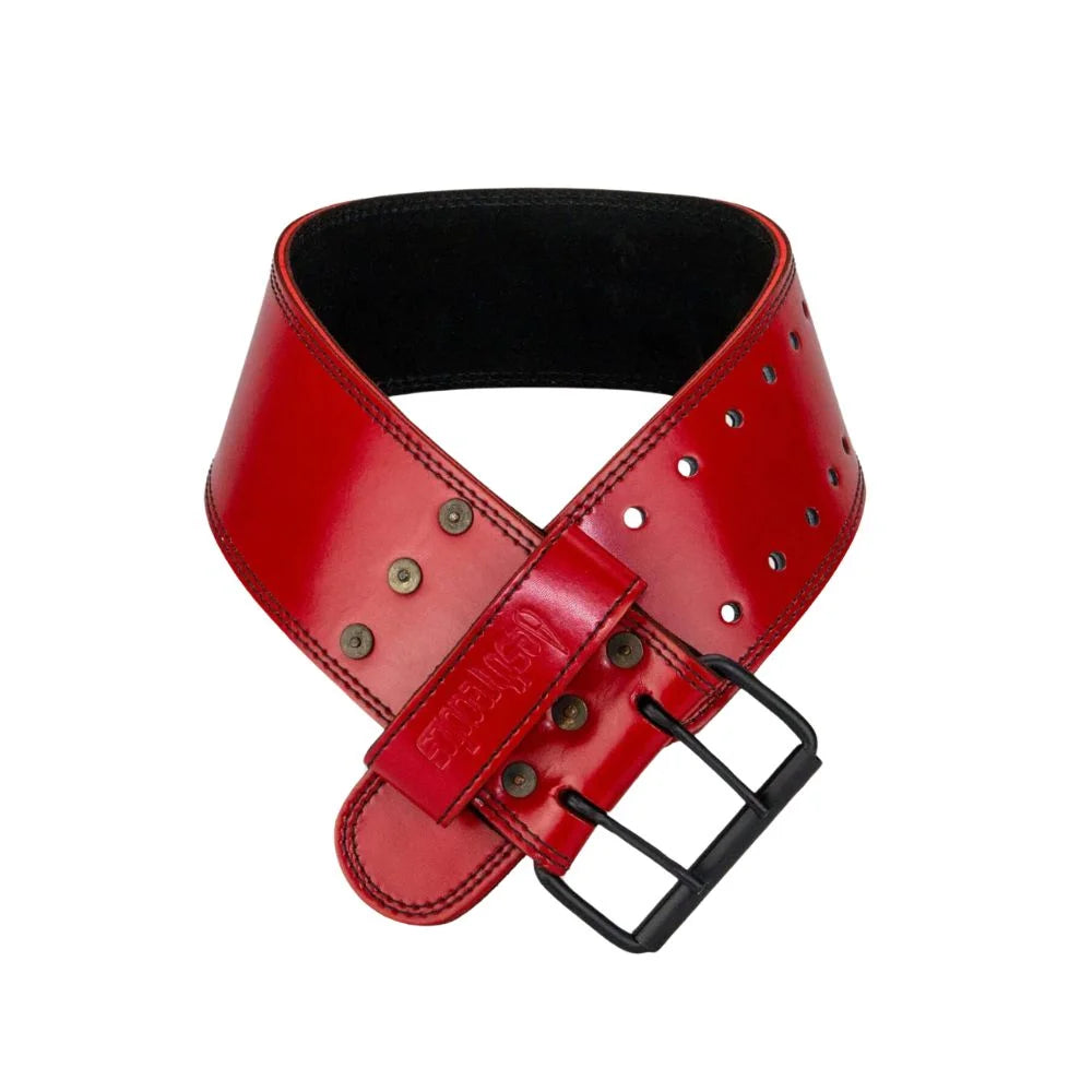 Customizable Red Leather Weight Lifting Belt - Laser Engraving