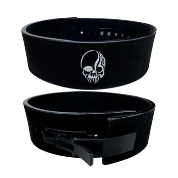 Black Power Nubuck Leather Weightlifting Belt with Lever Closure