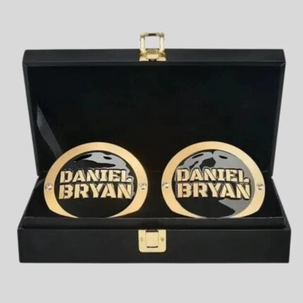 WWE Daniel Bryan Side Plates Championship Title Box Set – Yes Movement Brass Edition (4.25” x 3.16”)