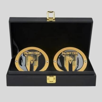 WWE Drew McIntyre Side Plates Championship Title Box Set – Scottish Warrior Brass Edition (4.25” x 3.16”)