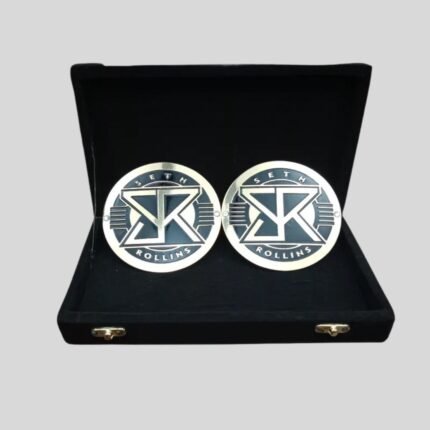 WWE Seth Rollins Side Plates Championship Title Box Set – Brass Metal Inserts